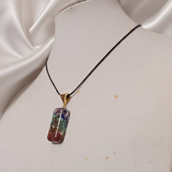 Source Unknown Jewelry - 7 Chakra Gemstone Reiki Healing Copper Coil Pendant Necklace NWOT